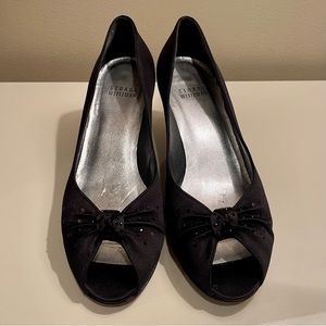 Stuart Weitzman satin black heels, size 6.5